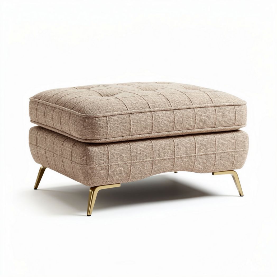 Sitzhocker mit goldenem Metallgestell aus beigem Stoff 40 x 60 x 30cm