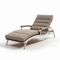 Lounge liege aus aluminum und holz mit beigem polster 170 x 65 x 80cm