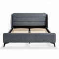 Bett mit gepolstertem Kopfteil und Lattenrost grau 200 x 160 x 100cm