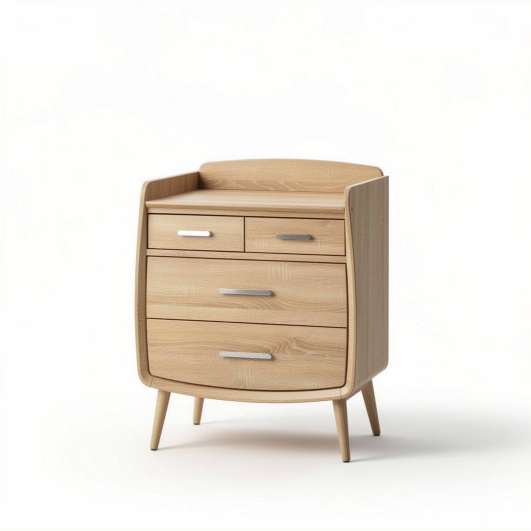 Kommode aus holz mit vier schubladen in nussbaumfarbe 80 x 45 x 90cm