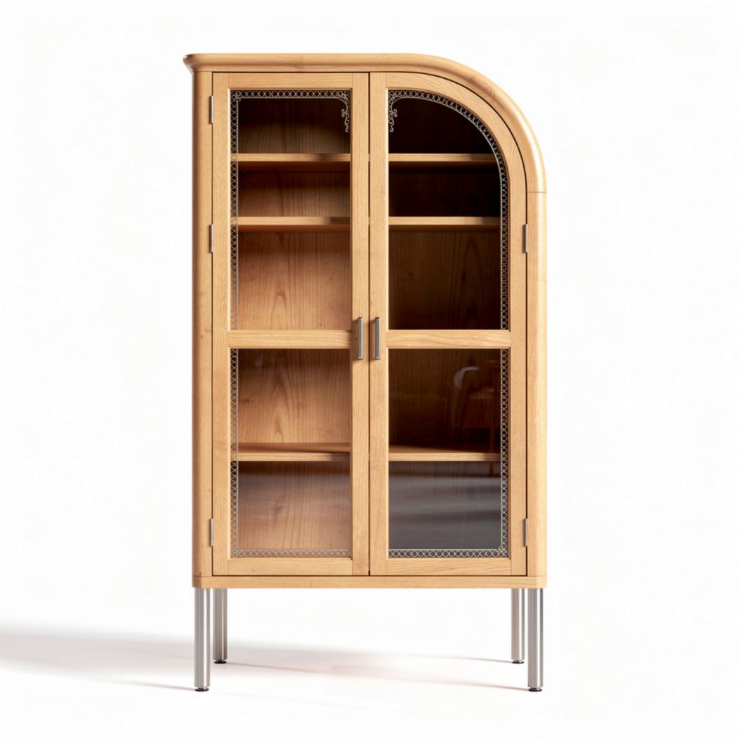 Vitrine aus buchenholz mit glastüren und vier regalen 80 x 40 x 120cm