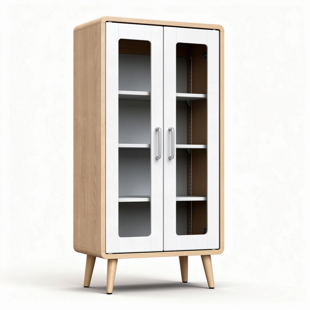 Standregal aus Holz mit Glastüren 70 x 40 x 130 cm für Wohnräume