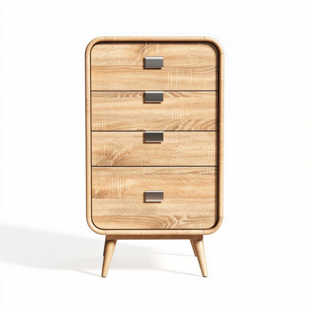 Kommode aus Holz mit vier Schubladen in hellbraun 40 x 30 x 80cm